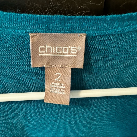 NWT Deep teal lightweight cardigan Chico's Size 2 Large - Picture 3 of 8